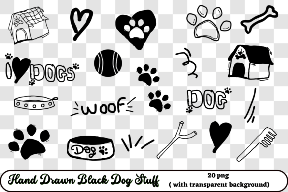 Black Hand Drawn Dog Stuff PNG for Creative Projects
