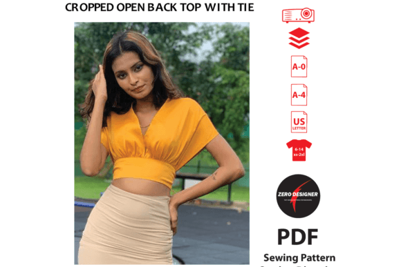 Cropped Open Back Top PDF Sewing Pattern for DIY Enthusiasts and Creative Beginners