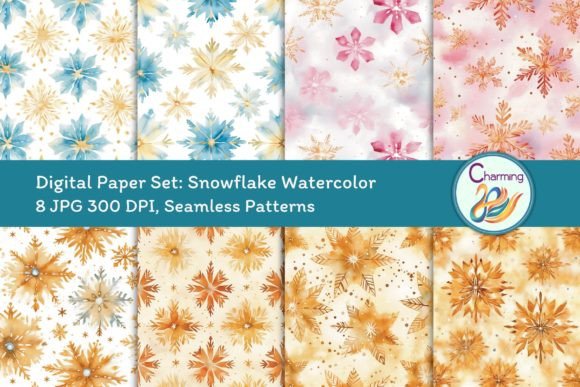 Digital Papers Set Snowflake Watercolor: A Versatile Design Resource for Creative Projects