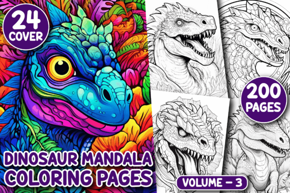 Dinosaur Mandala Coloring Book for Adult