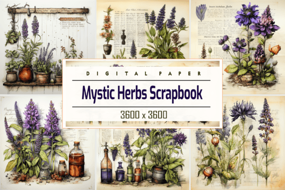 Enhancing Digital Creativity with Mystic Herbs Scrapbook Background Bundle