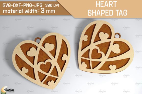 Heart Shaped Tags LaserCut Patterns SVG