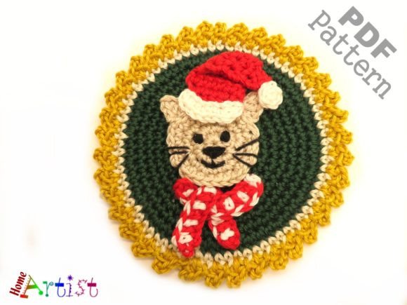 Kitty Ornament Crochet Button