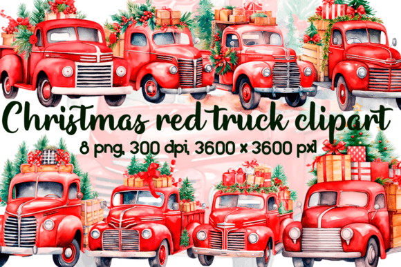 Watercolor Christmas Red Truck Clipart: A Versatile Resource for Creative Projects